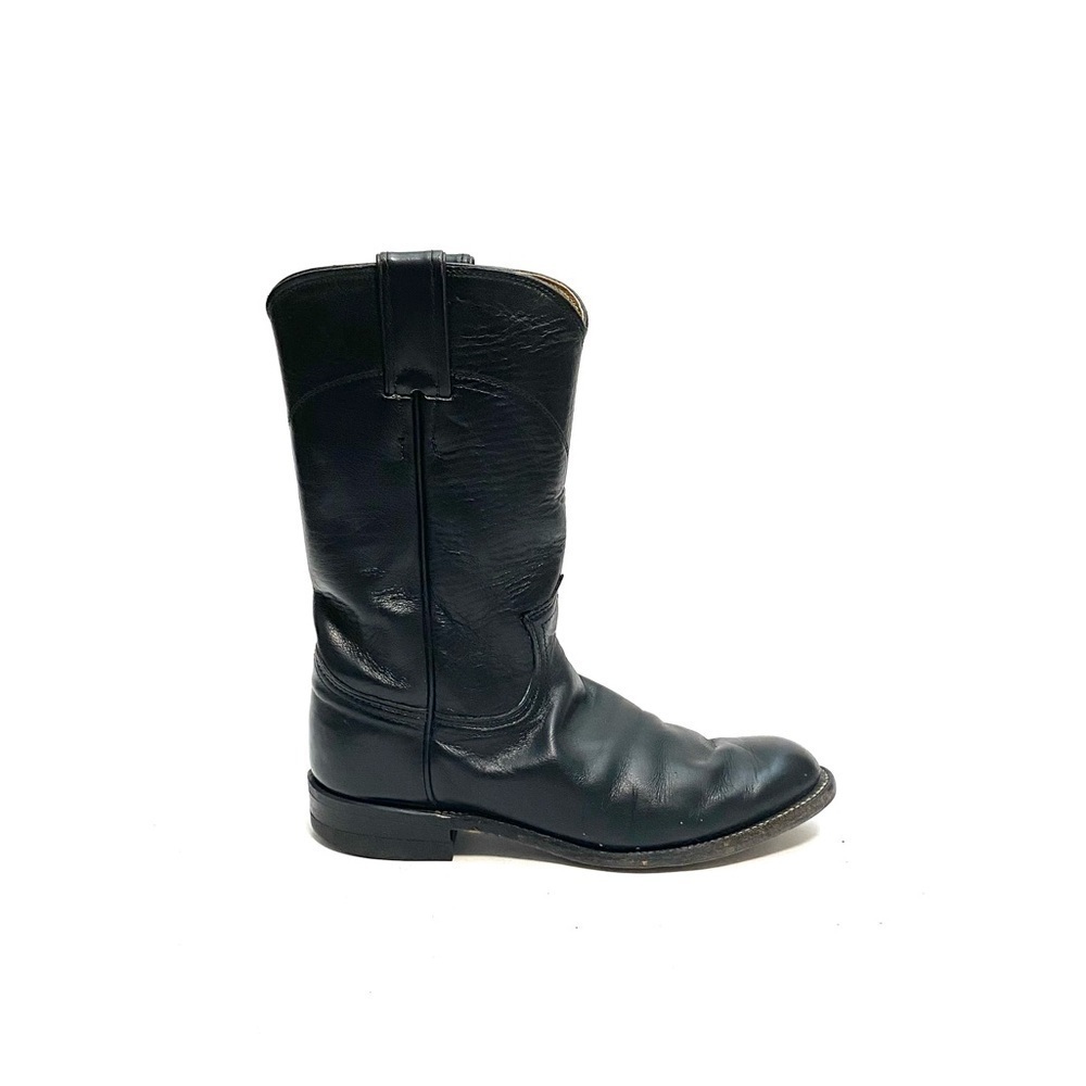JUSTIN | Vintage 1980s black leather unisex western style boots